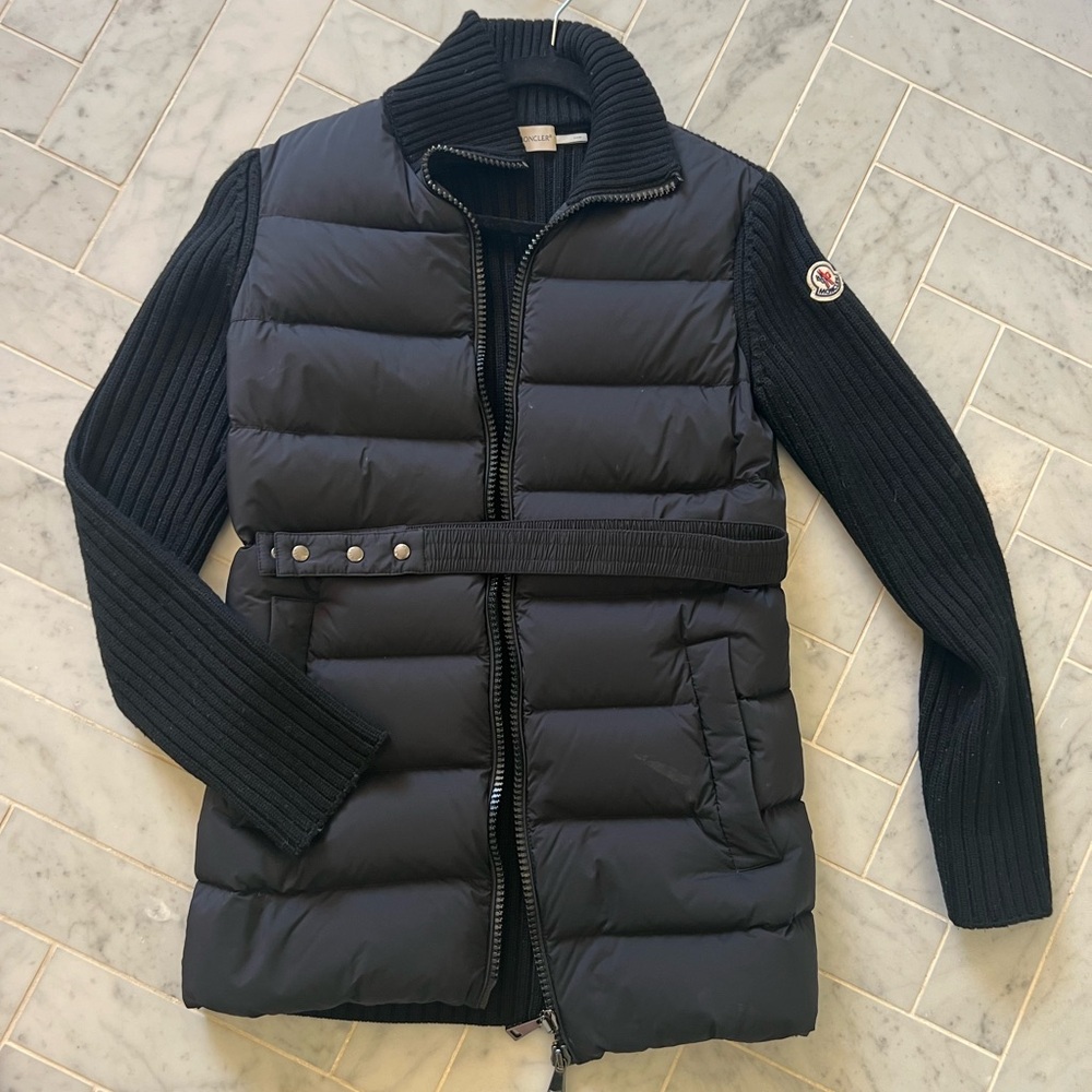 Moncler belted puffer/padded cardigan